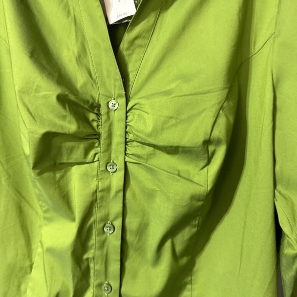 Lane Bryant Button Front Shirt Women’s Size 18 Long Sleeve Green NWT - Picture 4 of 8